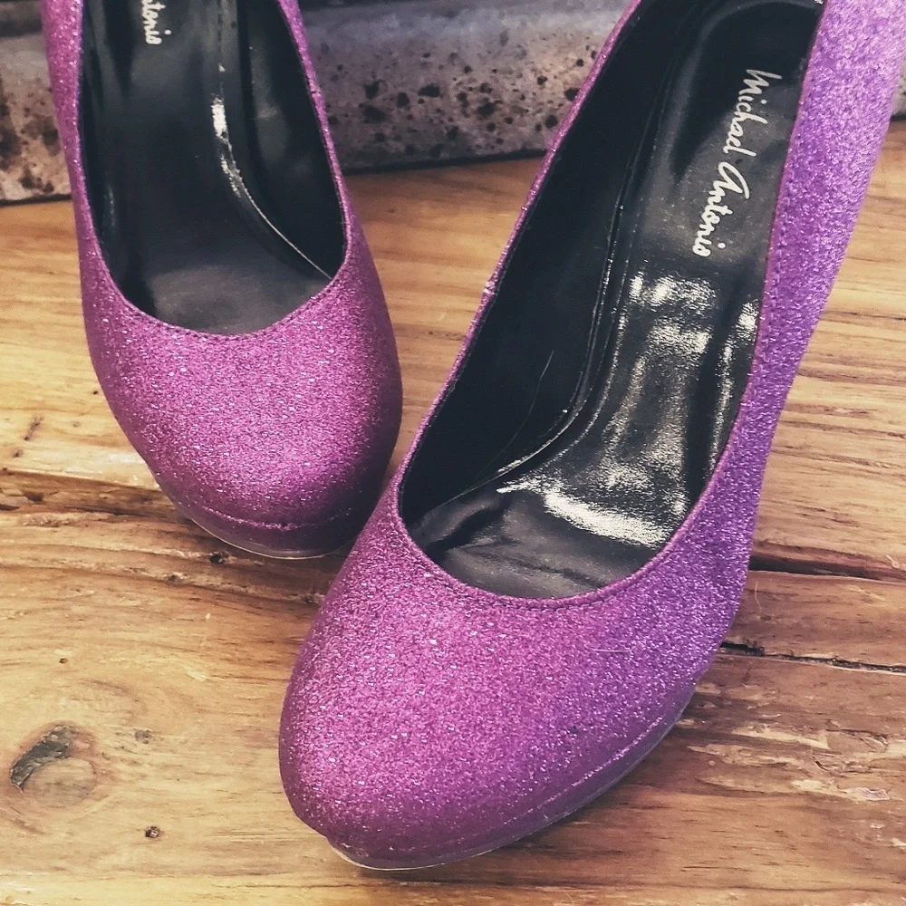 NEW! Michael Antonio Party Platform Glitter Wedge Sz 7